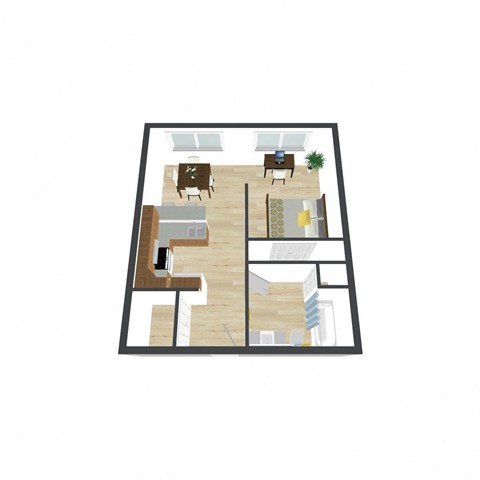 Floor plan for studio, 1 bath, 500 sqft